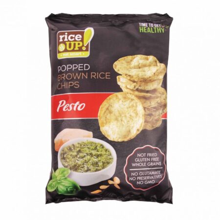 BMS rice up popped brown whole grain rice chips with pesto flavour g