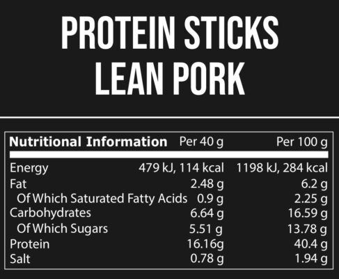 pure nutrition lean pork protein sticks 40 g supplement facts