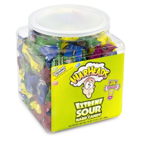 warheads extreme sour hard candy tub g