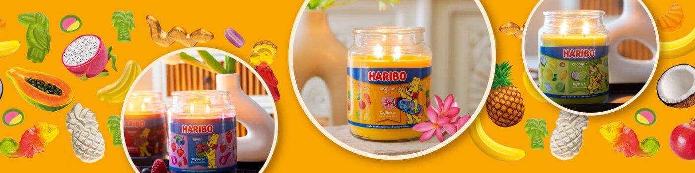 Haribo Tropical Fun Scented Candle banner