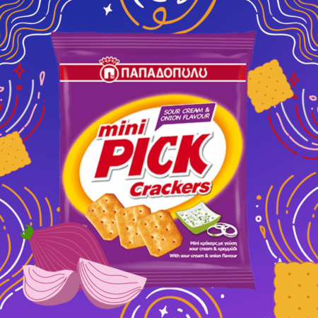 Παπαδοπούλου Mini Pick Crackers Sour Cream Onion 70gr 2