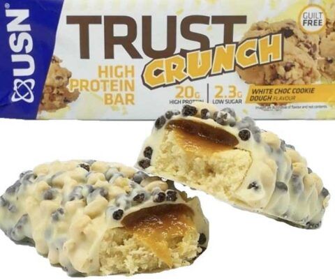 usn trust crunch high protein bar white choc cookie 1