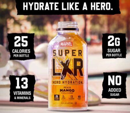 Marvel Super LXR Hero Hydration by Arizona Peach Mango 473ml 1 Marvel Super LXR Hero Hydration by Arizona Peach Mango 473ml 1