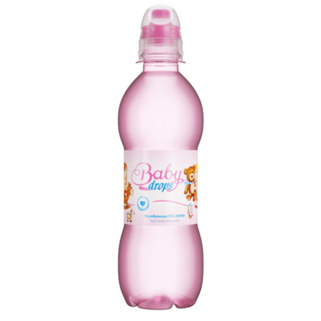 Baby Drops Νερό Πηγής Κατάλληλο Για Παιδιά Με Στόμιο Πιπίλα Ροζ 250ml