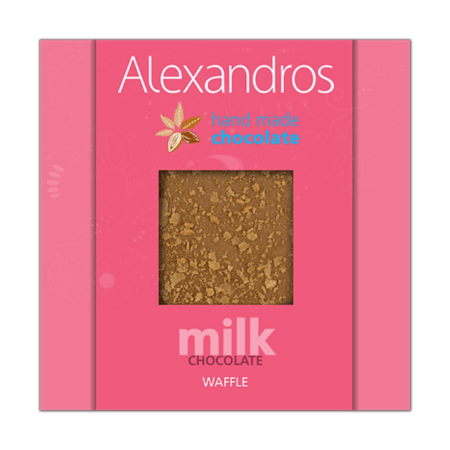 Alexandros Χειροποίητη Σοκολάτα Γάλακτος Με Βάφλα 90g