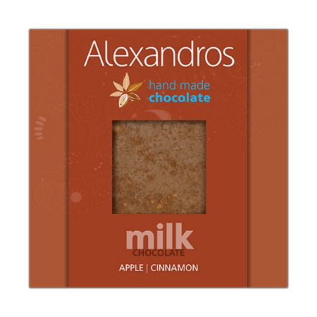 Alexandros Χειροποίητη Σοκολάτα Γάλακτος Με Μήλο Κανέλα 90g