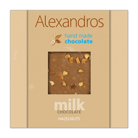 Alexandros Χειροποίητη Σοκολάτα Γάλακτος Με Φουντούκια 90g
