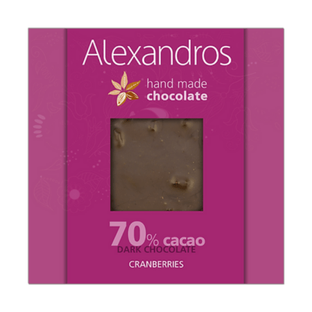 Alexandros Χειροποίητη Σοκολάτα Υγείας Με 80 Κακάο 9Alexandros Χειροποίητη Σοκολάτα Υγείας Με Cranberries 90g0g