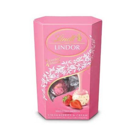 Lindt Lindor Strawberries Cream Chocolate Truffles Box 200gr