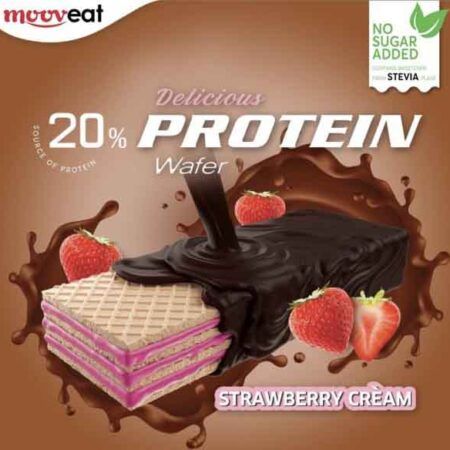 Mooveat Protein Wafer Μπάρα με 20 Πρωτεΐνη και Γεύση Strawberry Cream 46gr 1