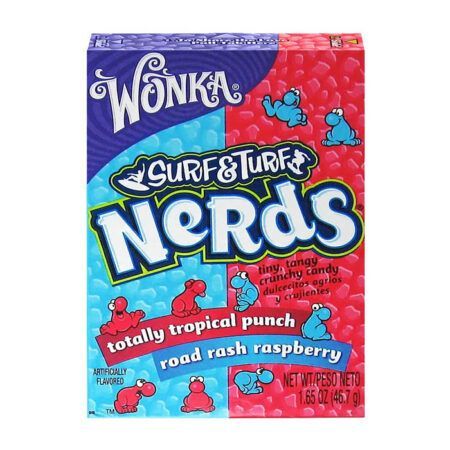 Wonka Nerds Tiny Crunchy Candies Surf n Turf Raspberry Tropical Punch 46.7gr
