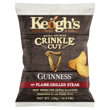 Keoghs Crinkle Cut Guinness Flame Grilled Steak Crisps 125gr