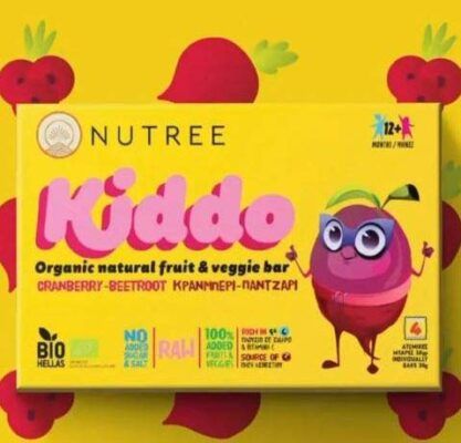 Nutree Kiddo Βιολογικό Παιδικό Snack Με Κράνμπερι και Μπατζάρι 1
